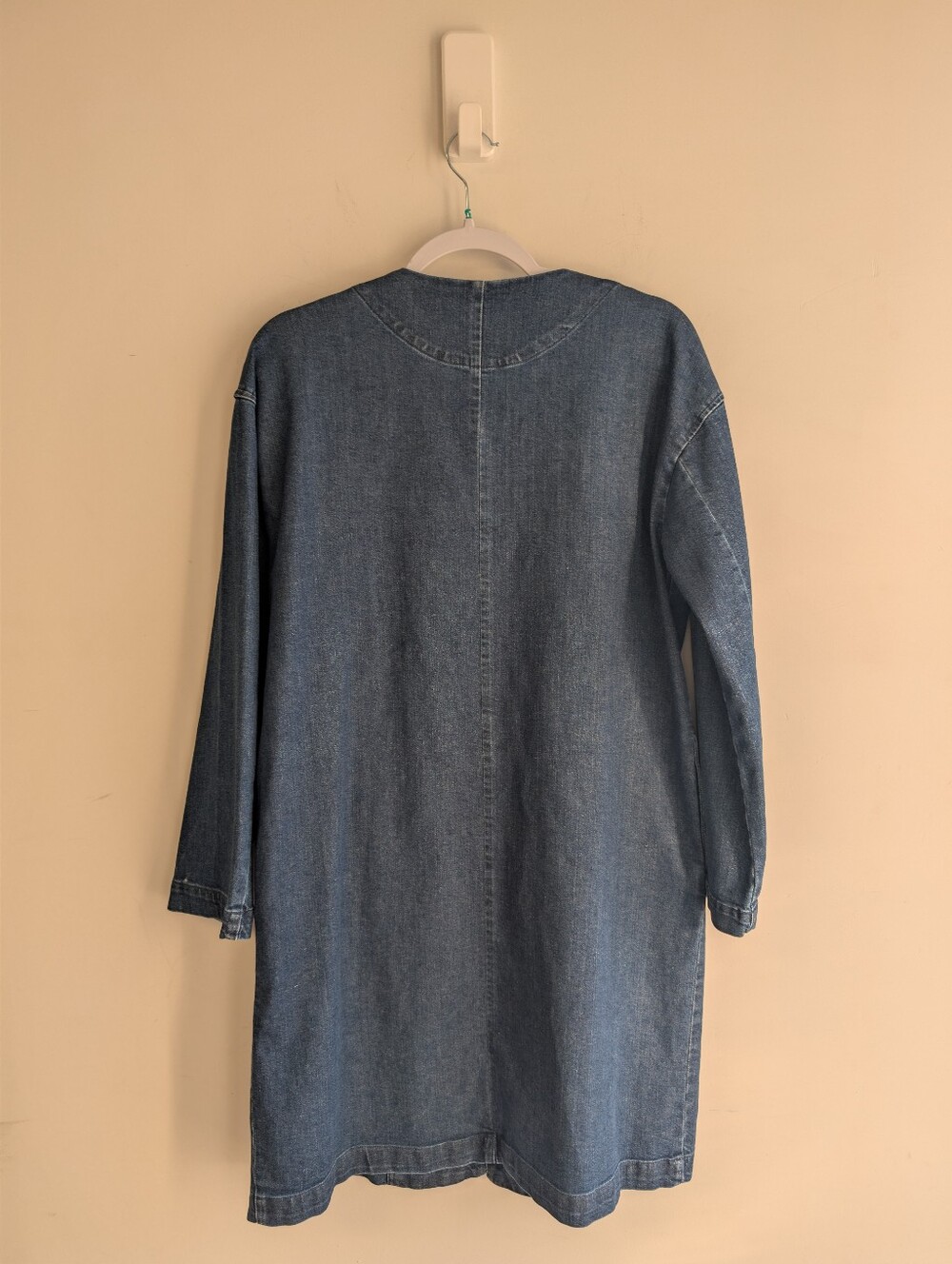 Muji Ladies Long Denim Coat Jacket in Deep Indigo - Picture 8 of 10